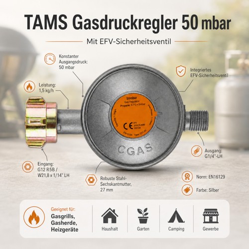 Tams gasdruckregler 50mbar - tams, efv